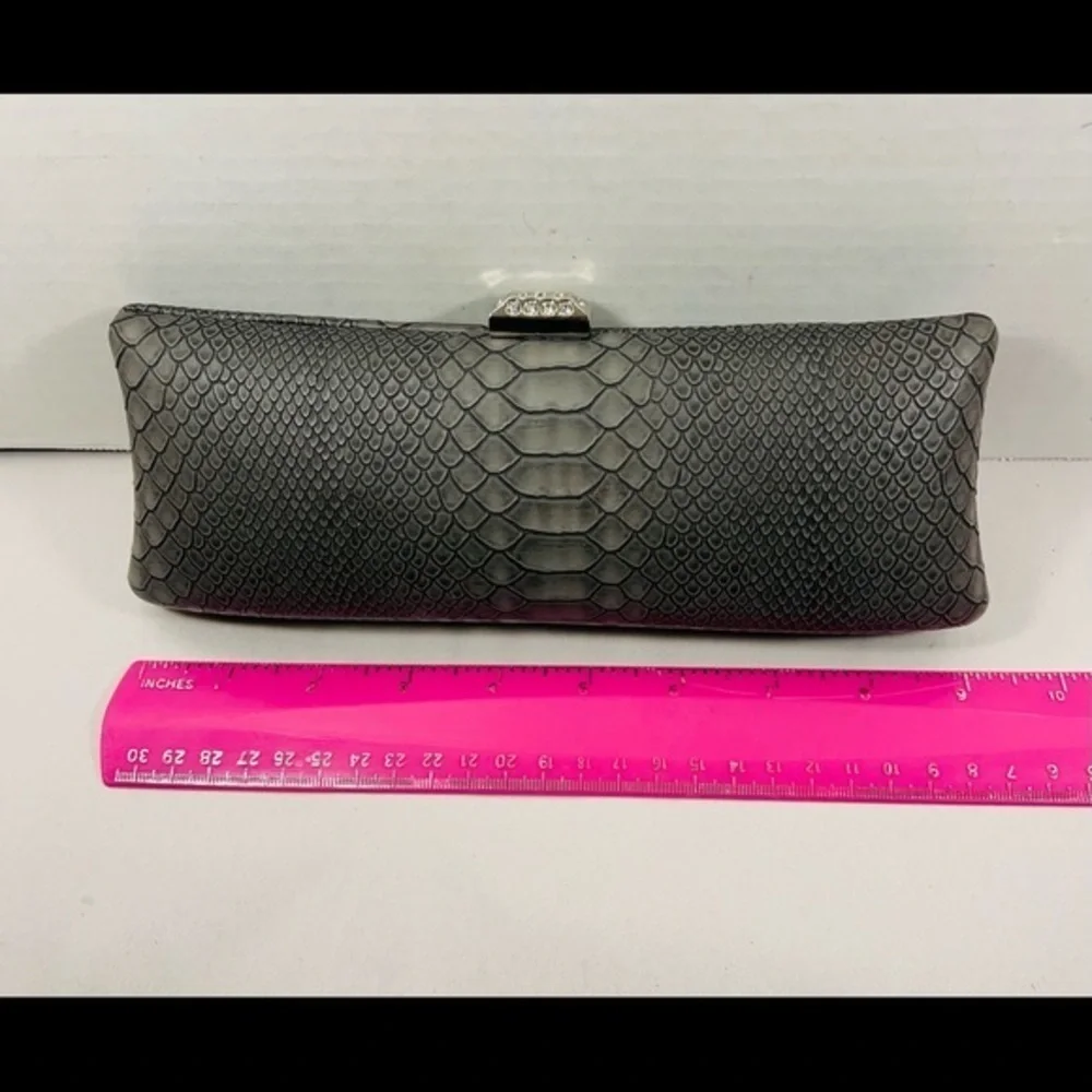Beautiful python textured clutch with diamond/ silver accent closure